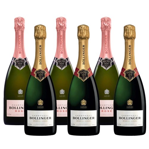 Mixed Case of Bollinger Brut 75cl and Bollinger Rose 75cl (6x75cl)